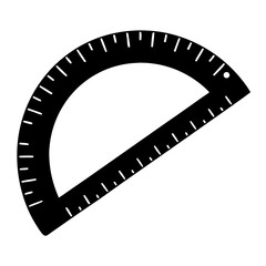 Black Protractor Silhouette Vector Math Instrument Icon