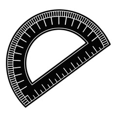 Black Protractor Silhouette Vector Math Instrument Icon