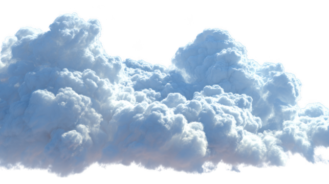 Fluffy white clouds isolated on transparent background