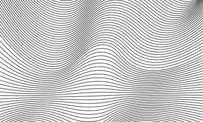 black and white wavy line abstract background vector illustration
