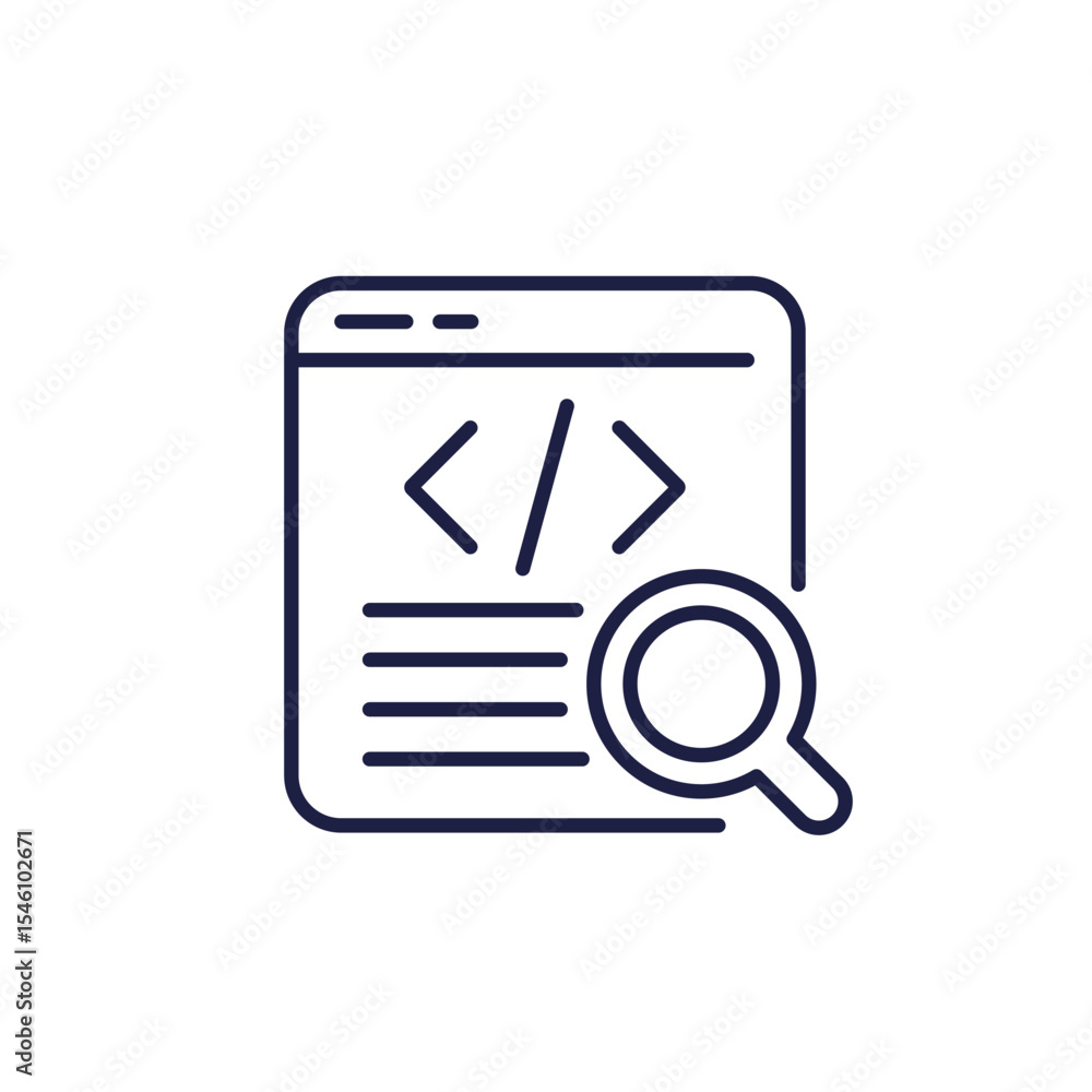Poster software code audit line icon on white