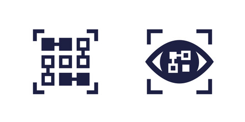 pattern recognition icons on white, technology and ai concept