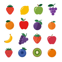 set of fruits and berries