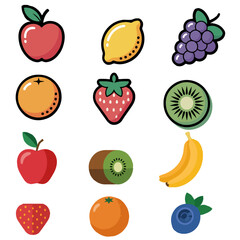 set of fruits and berries