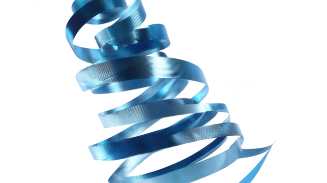 Blue ribbon swirls isolated on transparent background