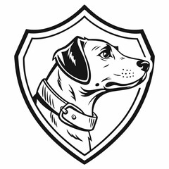 Happy Dog Inside Badge Shape