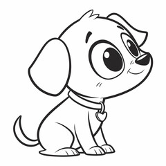 Puppy Icon in Simple Line Art