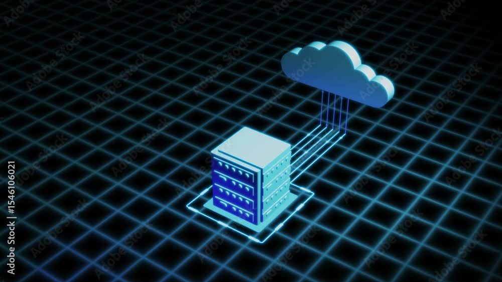 Poster cloud computing server and data transfer concept