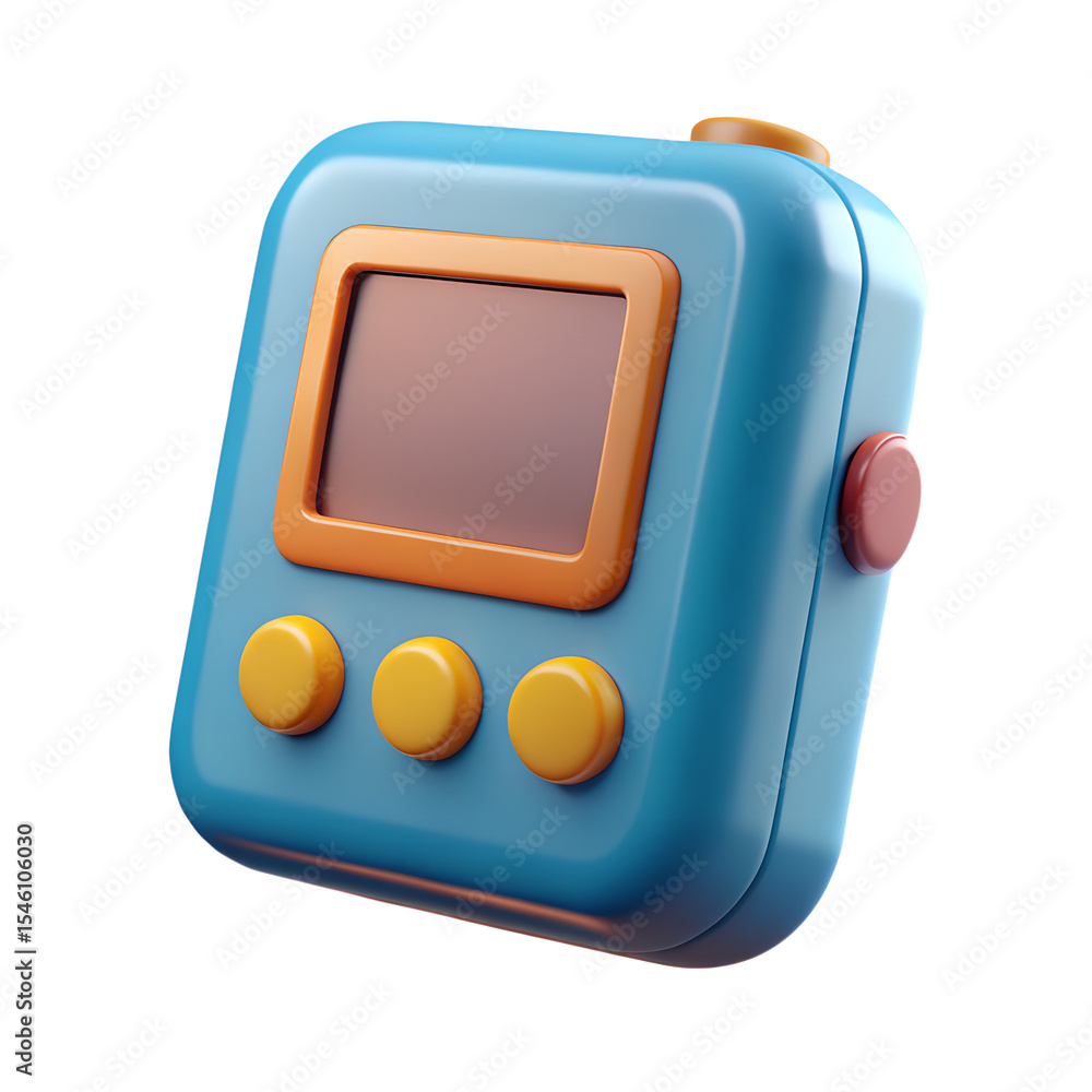 Poster pager retro device 3d rendering isolated on white
