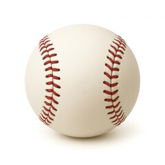 Classic baseball isolated on a white background, showcasing detailed red stitching on clean white leather, perfect for sports design, product presentation, or athletic-themed visual content