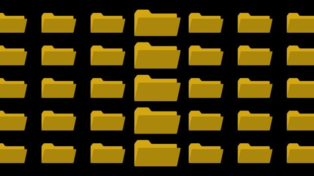 Yellow file folders grid on black background