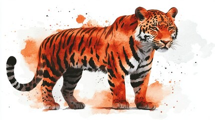 Watercolor Illustration of a Bengal Tiger