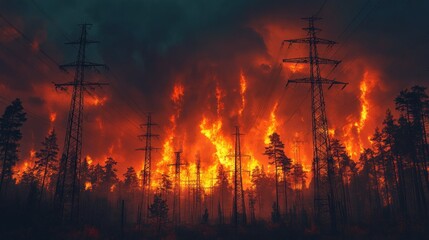 Wildfire Raging Near Power Lines