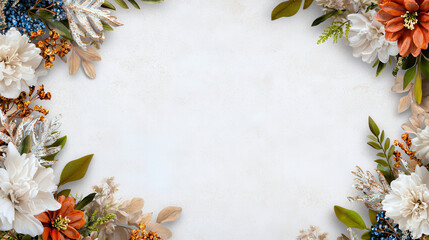 Floral arrangement with vibrant flowers and greenery on textured background, creating warm and inviting atmosphere