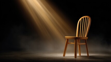 Elegant Wooden Chair in Spotlight