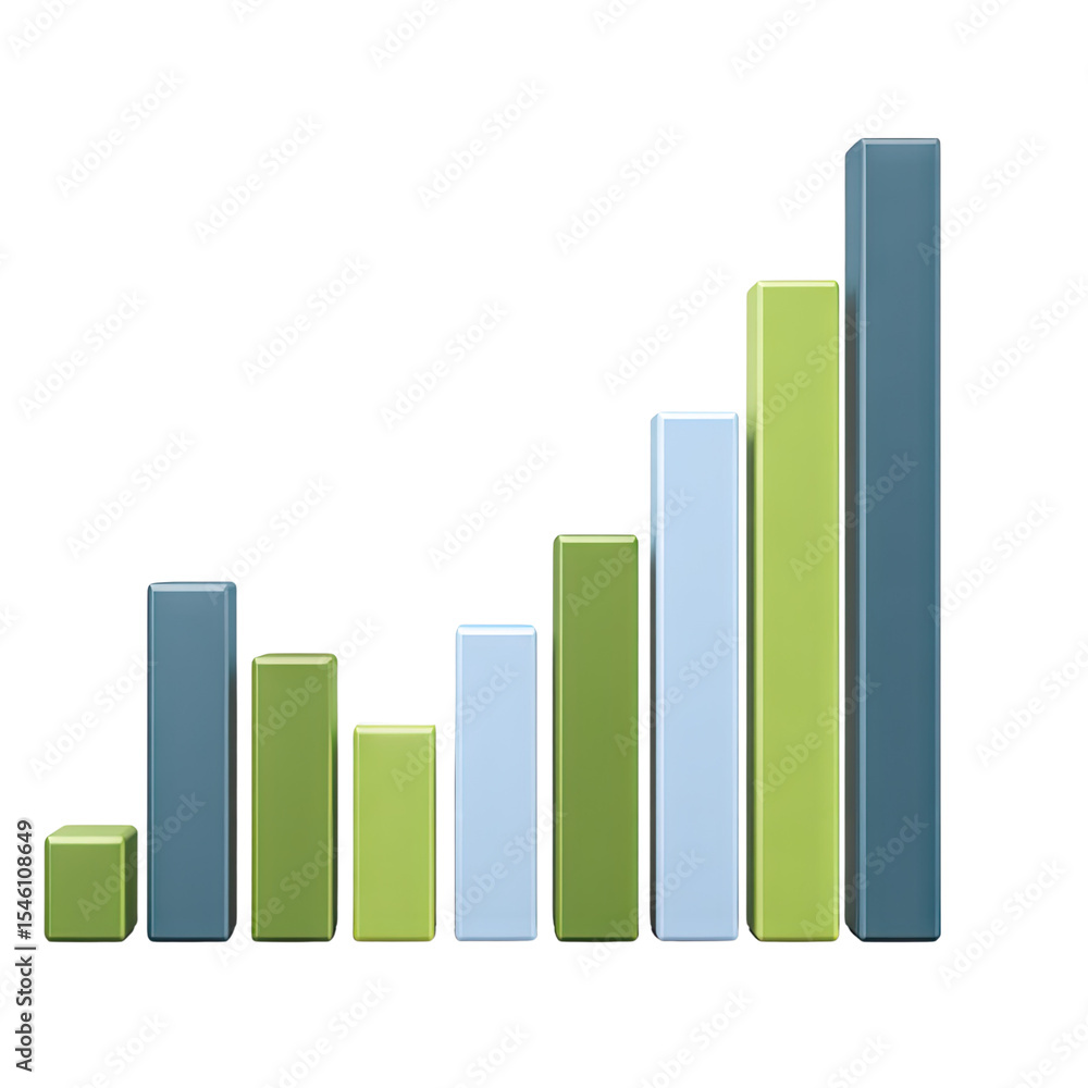 Poster colorful data visualization with bar charts representing growth trends in business analytics and sta