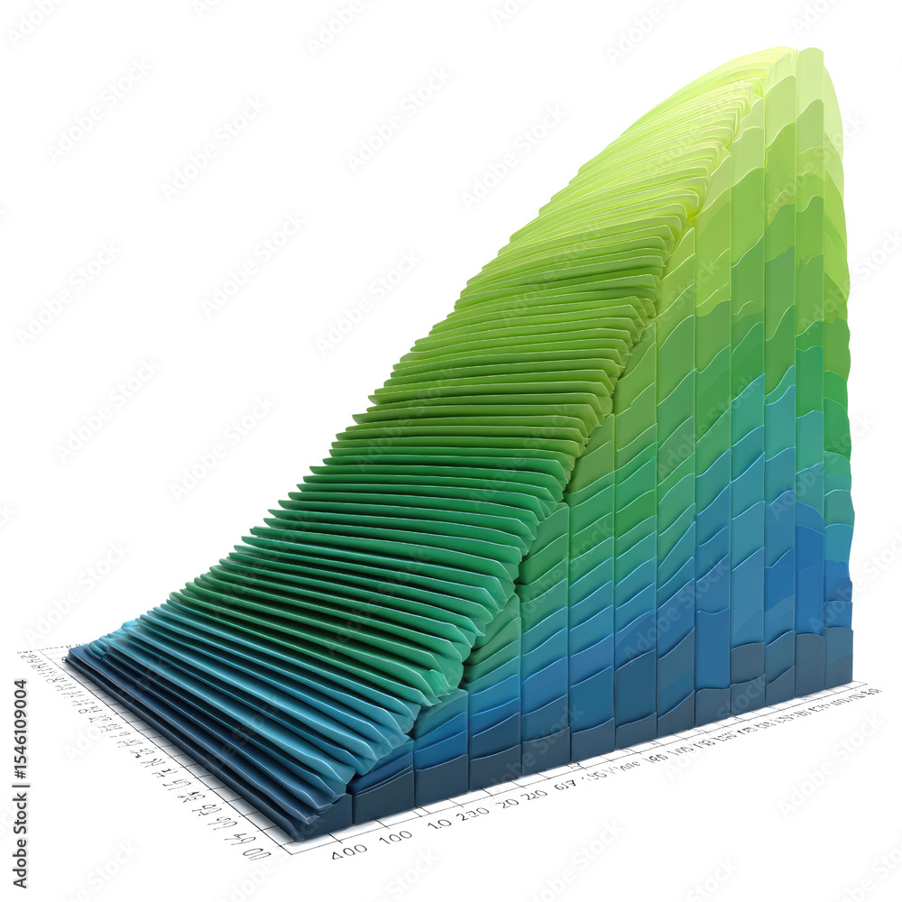 Poster abstract colorful 3d chart representation showing data growth and trends in vibrant colors and sleek