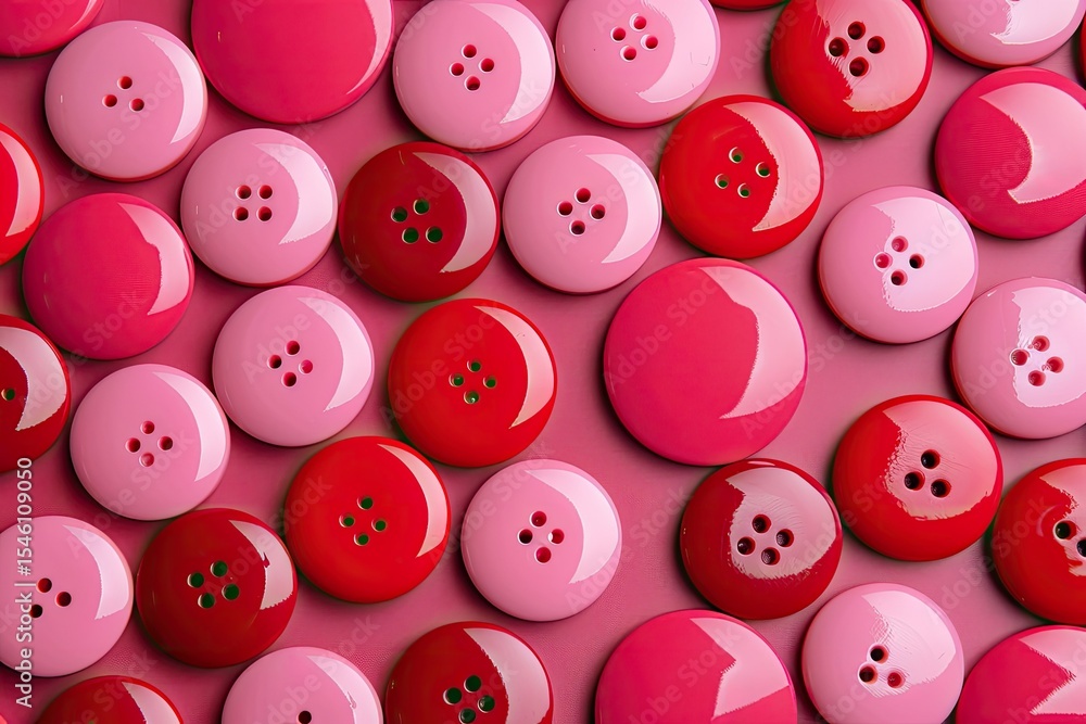 Poster ultra quality picture of a collection of red and pink round buttons