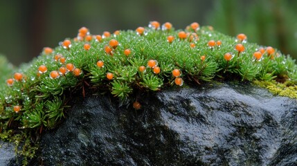Wolf's Milk Slime Mold Growing on a Rock