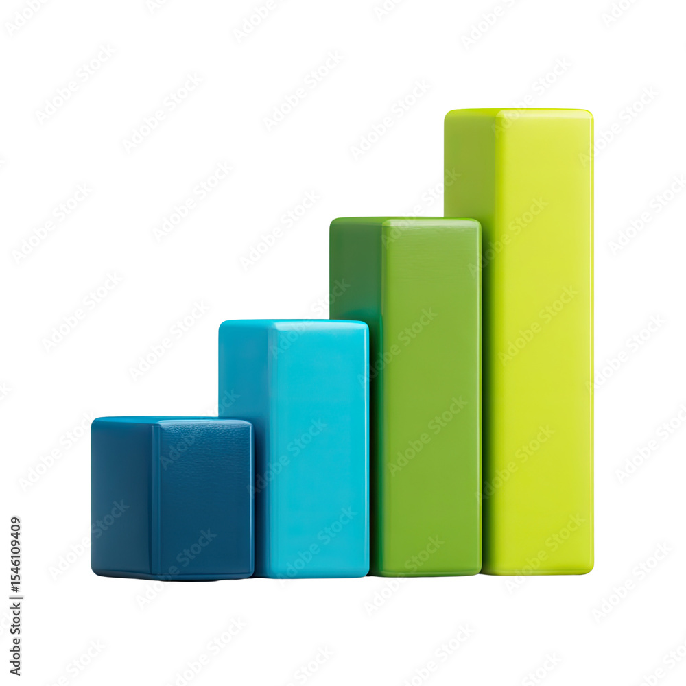 Aufkleber colorful three-dimensional bar graph representing growth and progress in business or financial conte