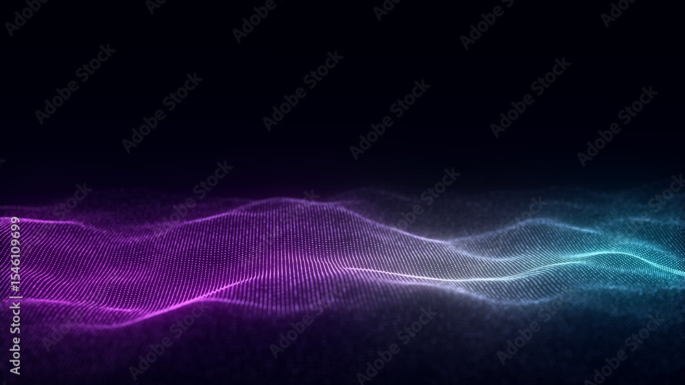 Aufkleber dynamic blue wave of particles and lines. abstract futuristic background. big data visualization. 3d