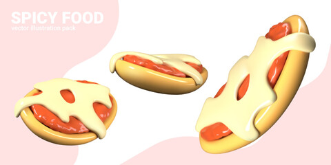 Appetizing pastries with spicy filling. Oval tortilla with tomato sauce and melted cheese