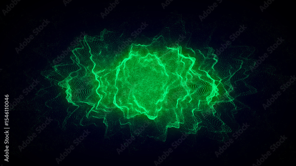Aufkleber technology green sphere with connecting dots and lines. digital abstract network structure. 3d rende