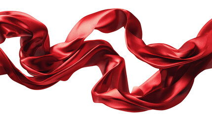 Red silk ribbon elegantly flowing isolated on transparent background