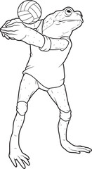 Frog Volleyball player Volleyball Animal Vector Graphic Art Illustration