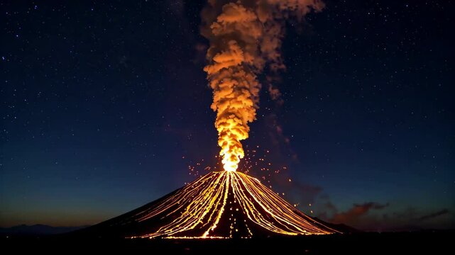 arafed volcano with a lot of smoke and lava on top