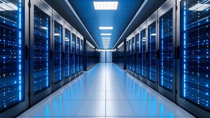 Modern server room interior - Powered by Adobe