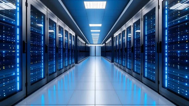 Modern server room interior - Powered by Adobe