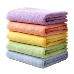Soft and Colorful Cotton Towels Stacked Neatly on a Surface for a Clean and Cozy Bathroom Atmosphere