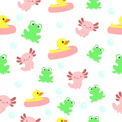 Animal cartoon seamless pattern