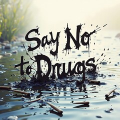 Say No to Drugs: Red Liquid Message on Dark Ground