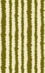 Abstract Ikat-Inspired Vertical Stripe Pattern in Olive Green and Cream – Seamless Textile or Wallpaper Design