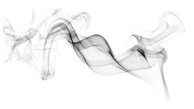 Abstract smoke swirls isolated on transparent background
