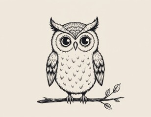 Obraz premium Charming Hand-Drawn Owl Illustration