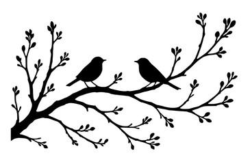 Spring branch with two birds © Mastr