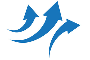 blue arrow icon on transparent background. Flat style arrow icon for your website, design, logo, app, UI., curved arrow sign,eps10
