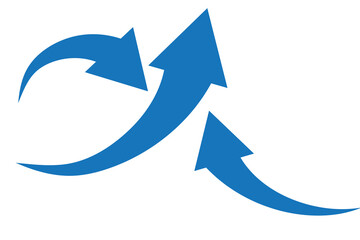 blue arrow icon on transparent background. Flat style arrow icon for your website, design, logo, app, UI., curved arrow sign,eps10