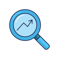 Magnifying Glass with Growth Chart Icon &ndash; Flat Style Illustration for SEO, Analytics, and Business Research