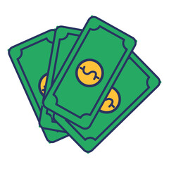 Stack of Dollar Bills Icon &ndash; Flat Style Money Illustration for Finance, Payment, and Wealth Concepts