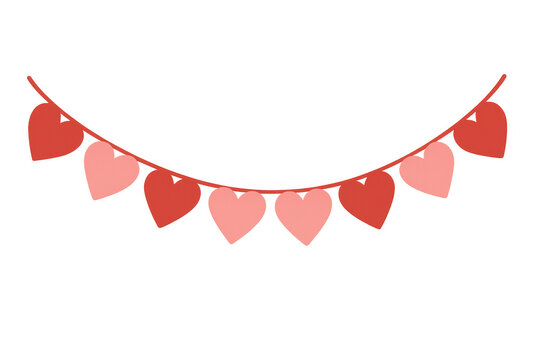 Romantic paper hearts dangling on twine, symbolizing love and connection, ideal for valentine's themed graphic design needs