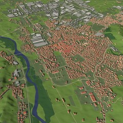 3D illustration of city and urban in Sassuolo Italy