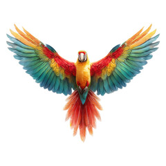 Fototapeta premium Vibrant and Colorful Macaw with Outstretched Wings in a Natural Habitat Setting