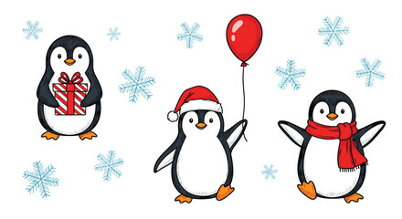 Adorable Penguin Winter Wonderland Festive Holiday Scene Full of Joy and Cheerfulness