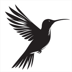 Obraz premium Elegant Hummingbird in Flight Black and White Illustration