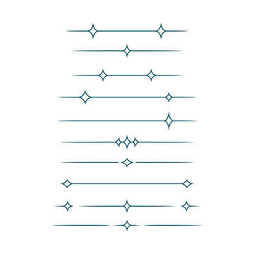 Minimalist Sparkle stars Line divider vector collection