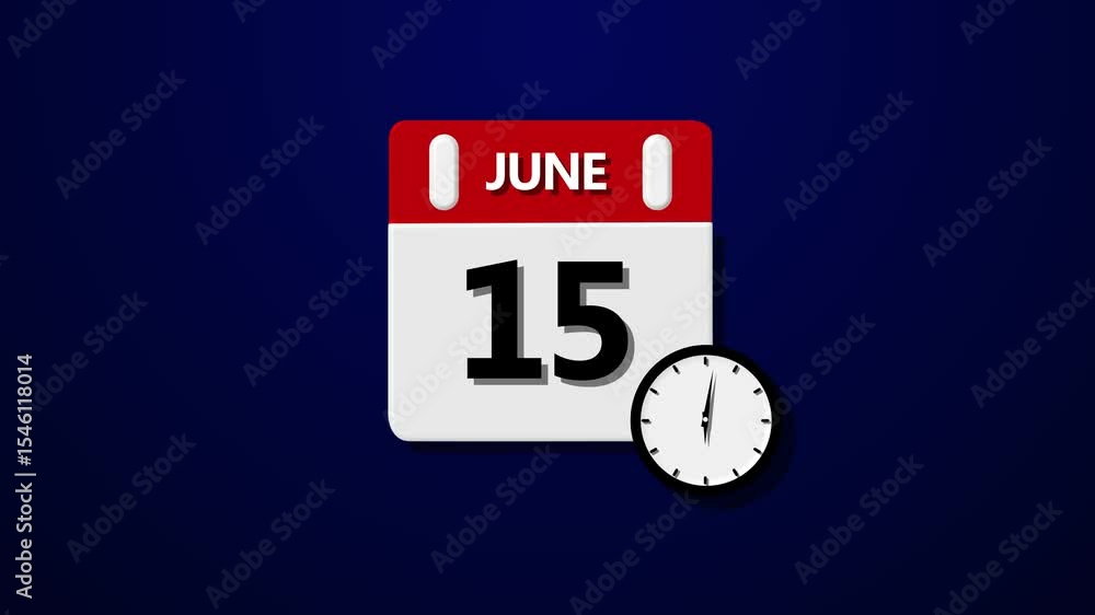 Poster june month calendar. calendar simple icon animation date change time month. boost your productivity 